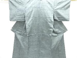 アンティーク　縞織り出し手織り紬単衣着物